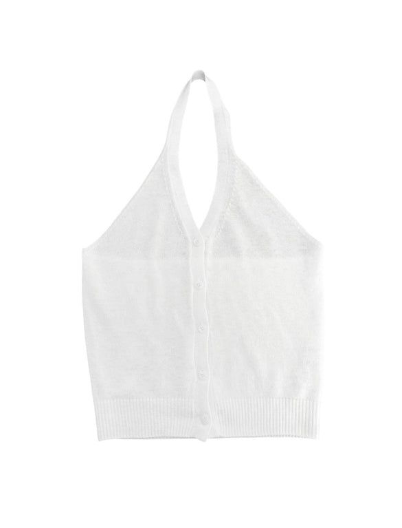Nirbel Button Halter Knit Top