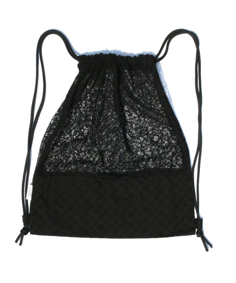  Lace Drawstring Bag - Black