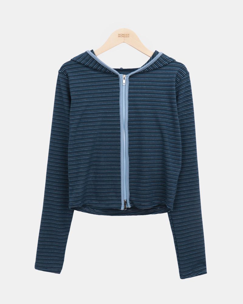 Roban Slim Stripe 2way Hoodie Zip-Up