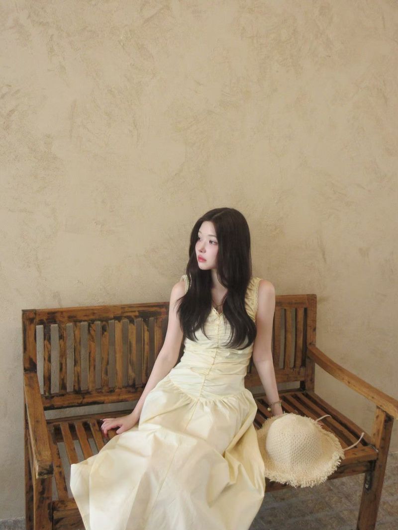 gathered long one-piece
