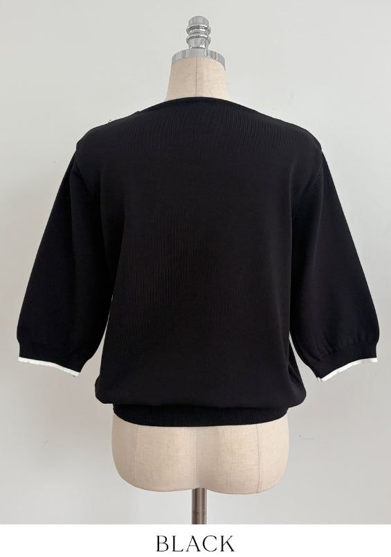 Roven Color Matching Collar Half-Length Knit