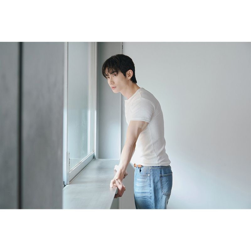High ribbed henry neck half sleeves(Ivory)