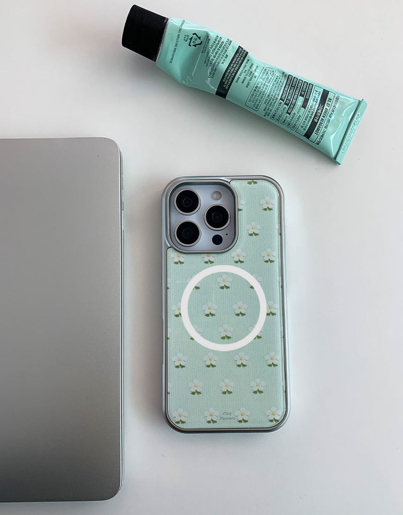 [MADE]プチミント シルバーエポキシ MagSafe iPhoneケース