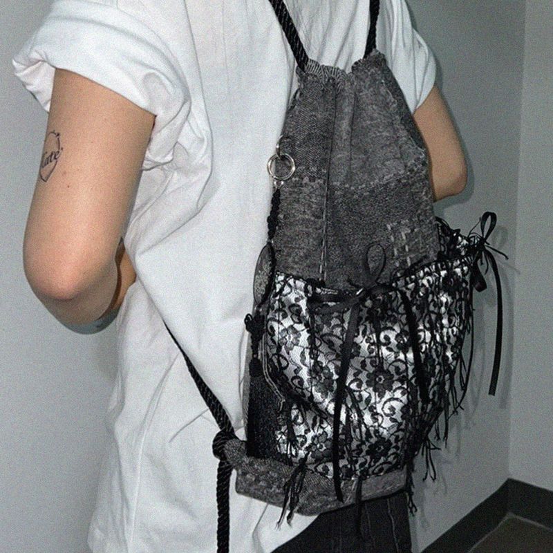 Billie denim string bag
