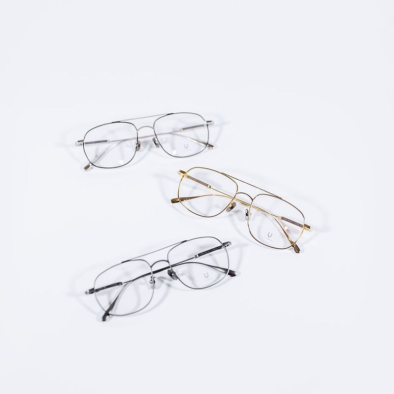 Knouun Square titanium glasses CODE. 102. G Black N Gray