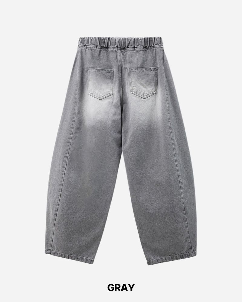 Cement Curved Denim Pants