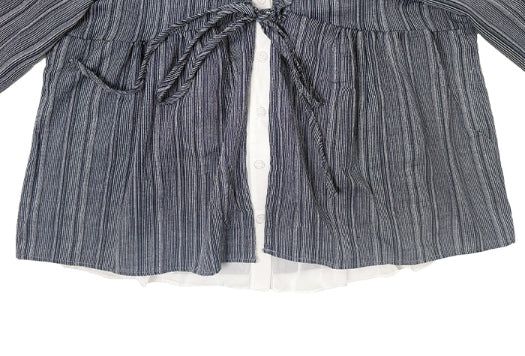 Anna Stripe Lace Frill Layered Blouse