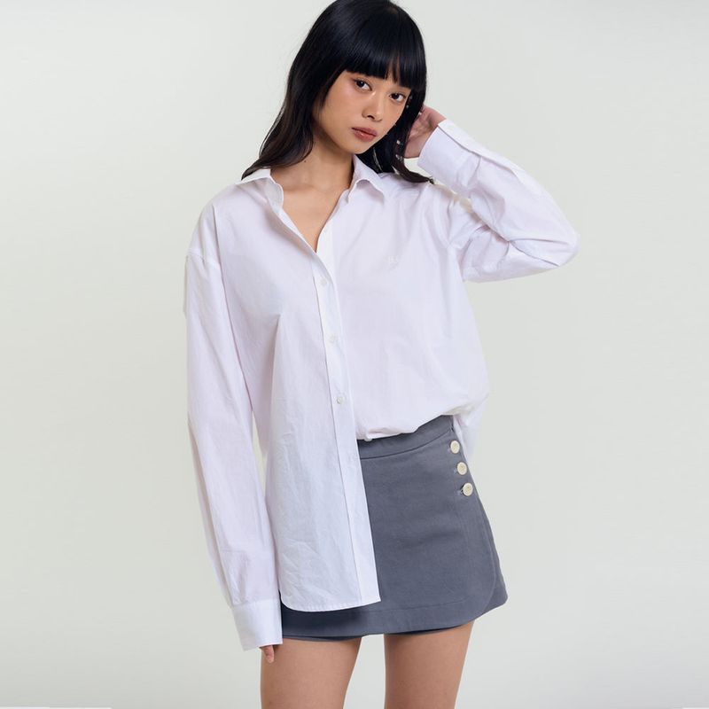 Button Detail Skort Gray