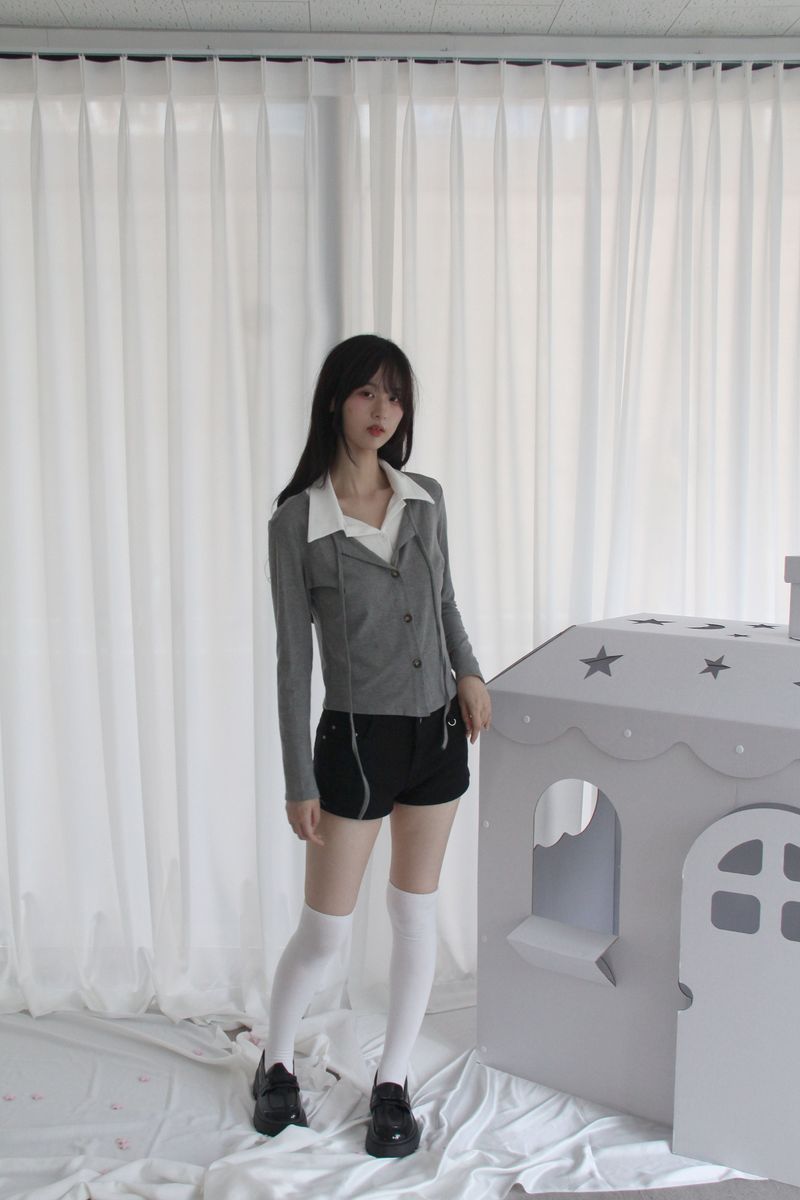 Black Spand Denim Shorts