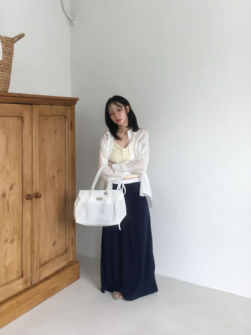 RITCORE（リットコア）の「Salt line waist maxi skirt (4c)（Skirts）」