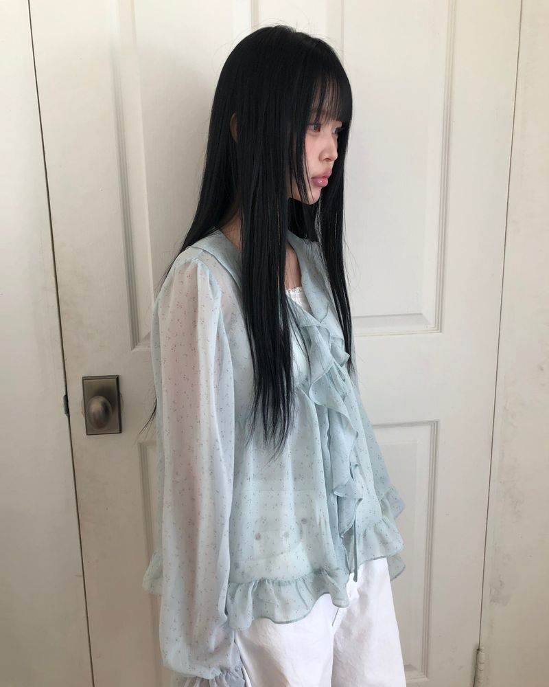 Mauve Frill Sheer Blouse