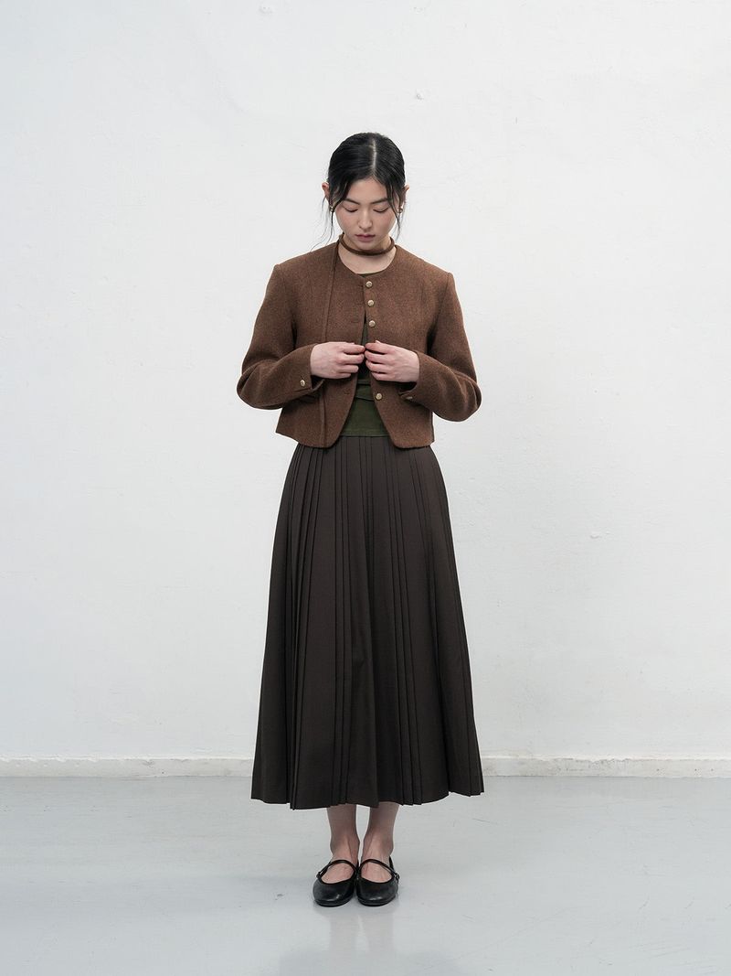 【即日発送】tie no-collar wool jacket
