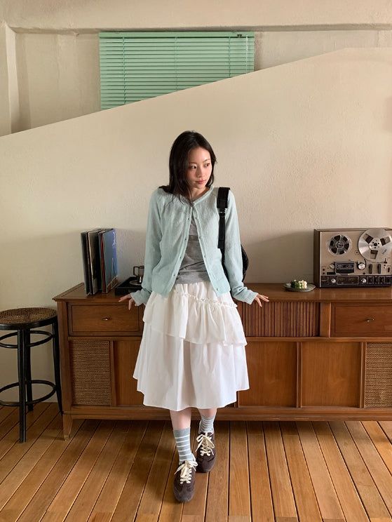 Wonne Color Round Knit Cardigan