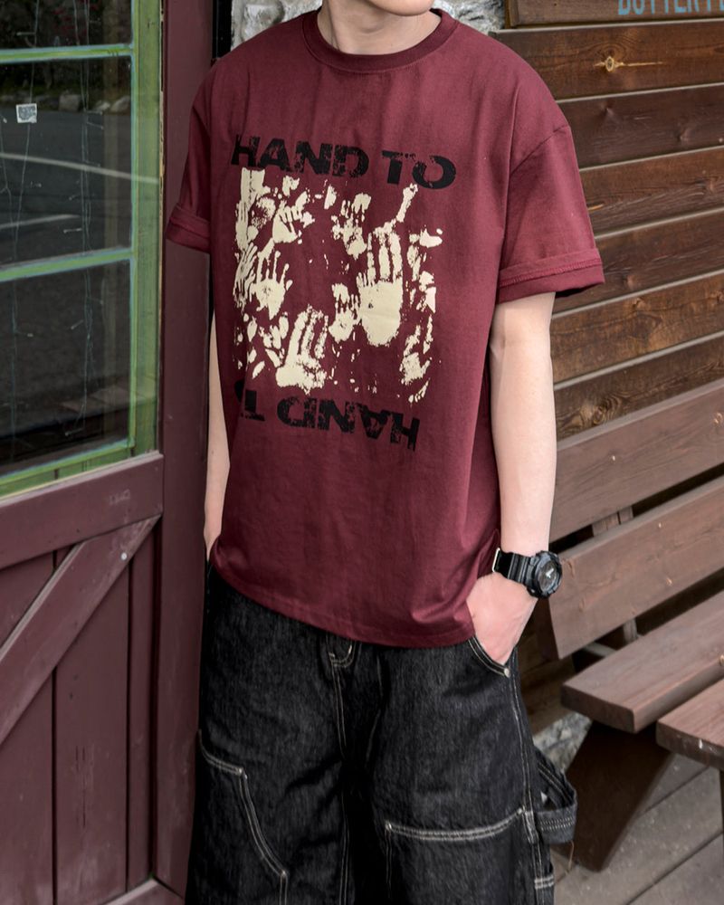 Touch Graphic Oversized Half T-Shirt