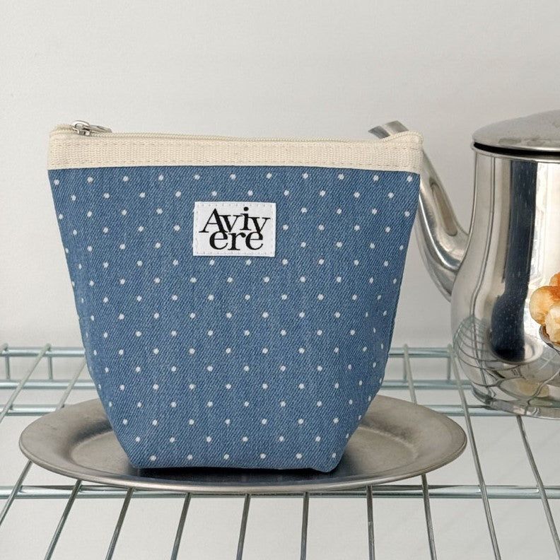 classic pouch_dot denim light mini