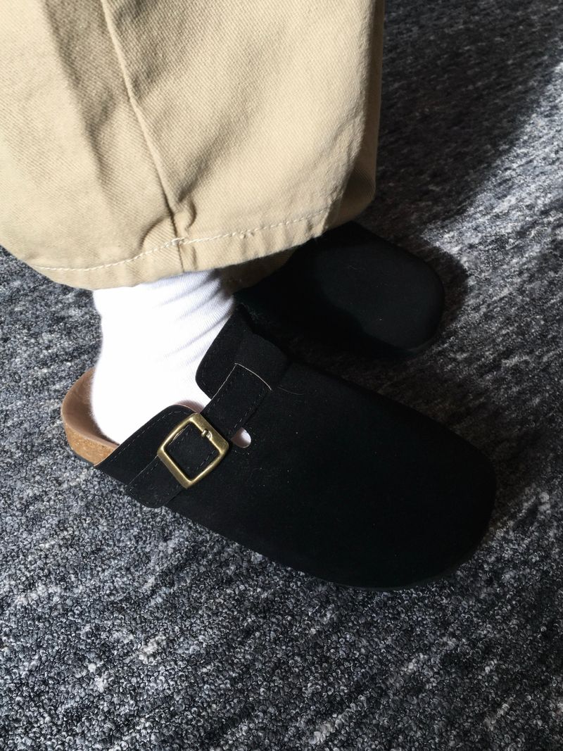 Boston Suede Buckle Slides (3c)