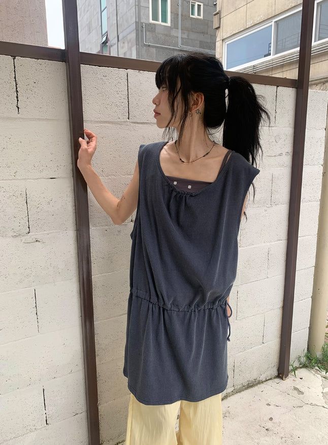 BAON（バオン）の「Grine Pigment String Layered Sleeveless One Piece（Dresses）」