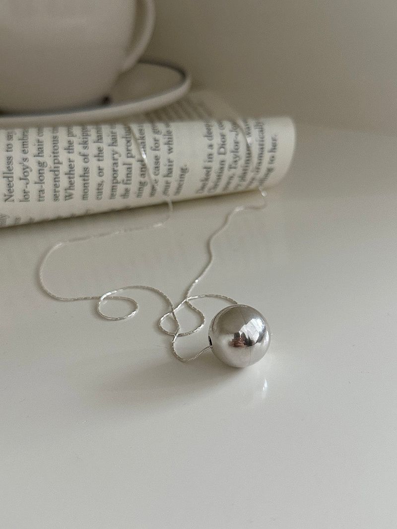 [92.5 silver] Big silver ball slide necklace