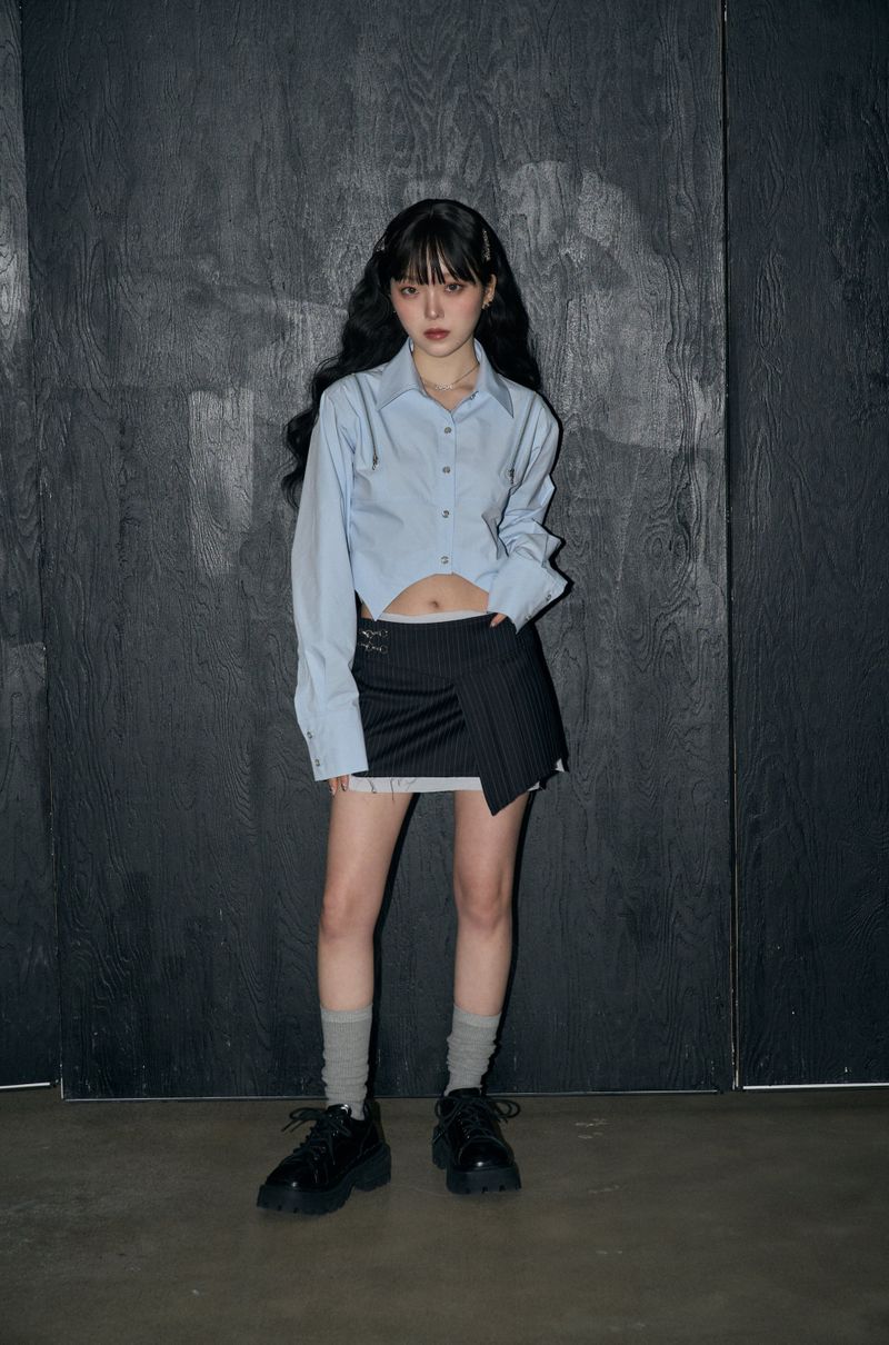zipper crop sh - blue