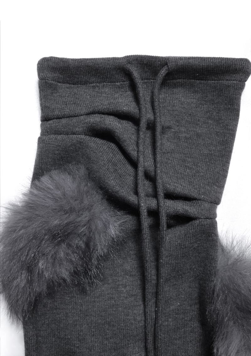 CURVED FUR LEG WARMERS . GRAY