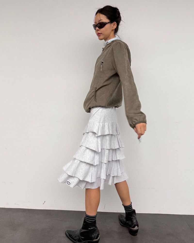 PEONY SKIRT IN W/MELANGE