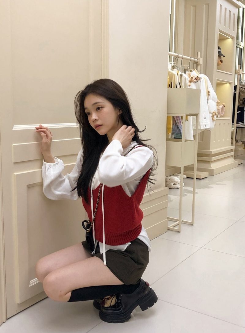 Layered Peach Mini Skirt Pants (2color)