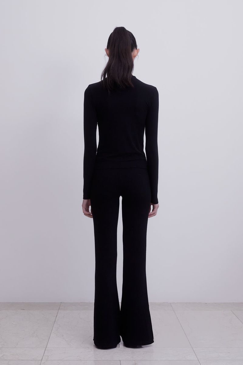 Classic slit Bootcut Pant (BLACK)