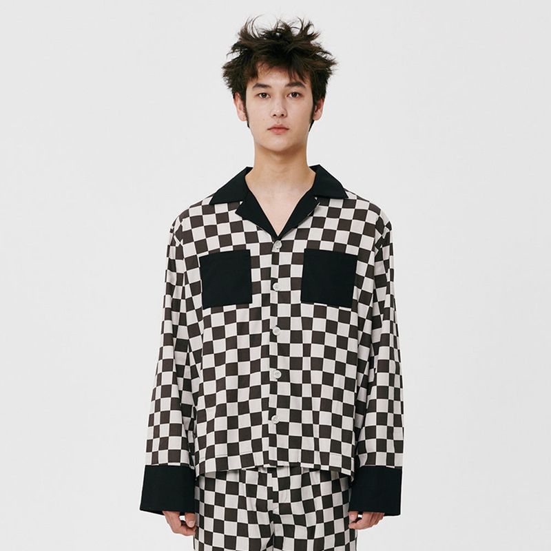 Foli（フォリー）の「(M) Black Grid PJ Shirts（Tops）」