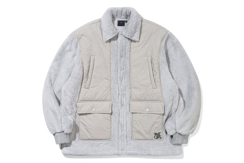 SHOULDER QUILTING JACKET_LIGHT GREY