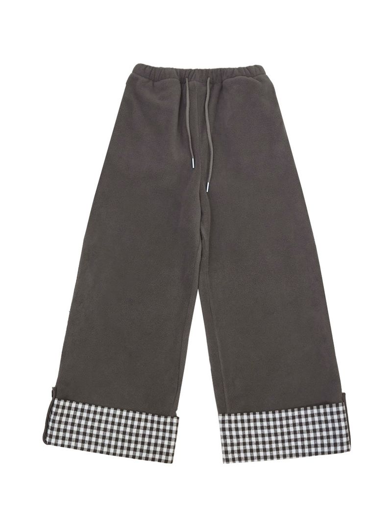 Check folding fleece pants / cocoa