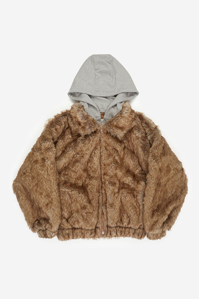 Luna detachable hood loose fur jacket