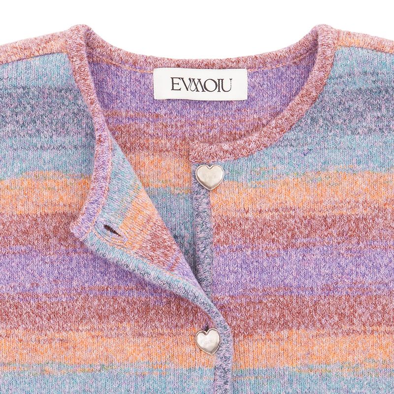 PASTEL GRADATION HEART BUTTON CARDIGAN - PURPLE