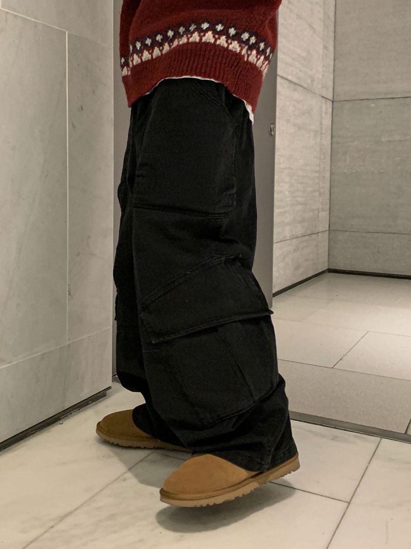 Fore-end diagonal cargo pants