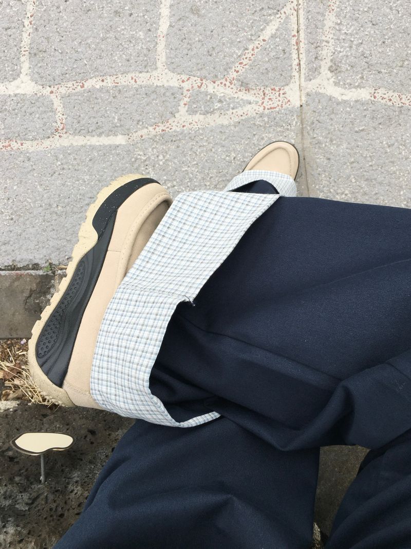 Checky Button Roll-up Wide Pants (2c)
