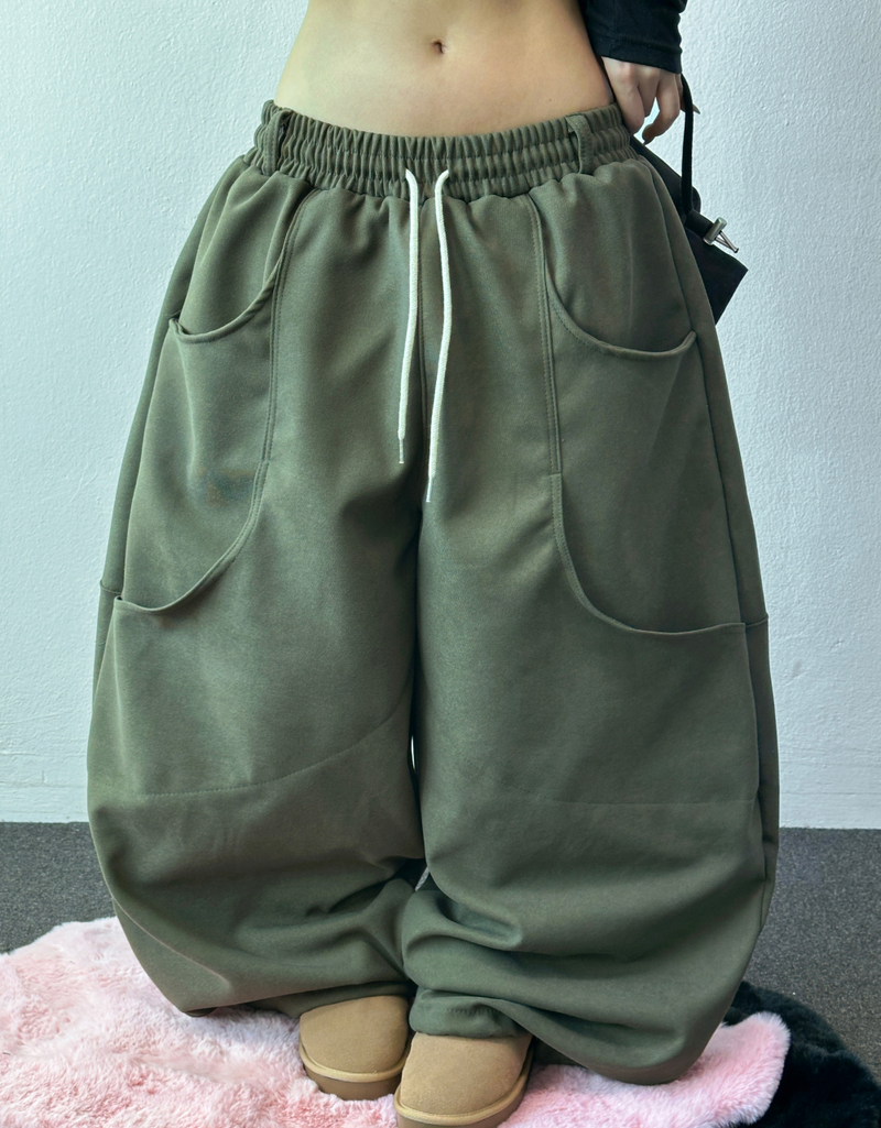 Doing Two-Pocket Fleece Balloon Wide Pants 🖤🤎 4COLOR