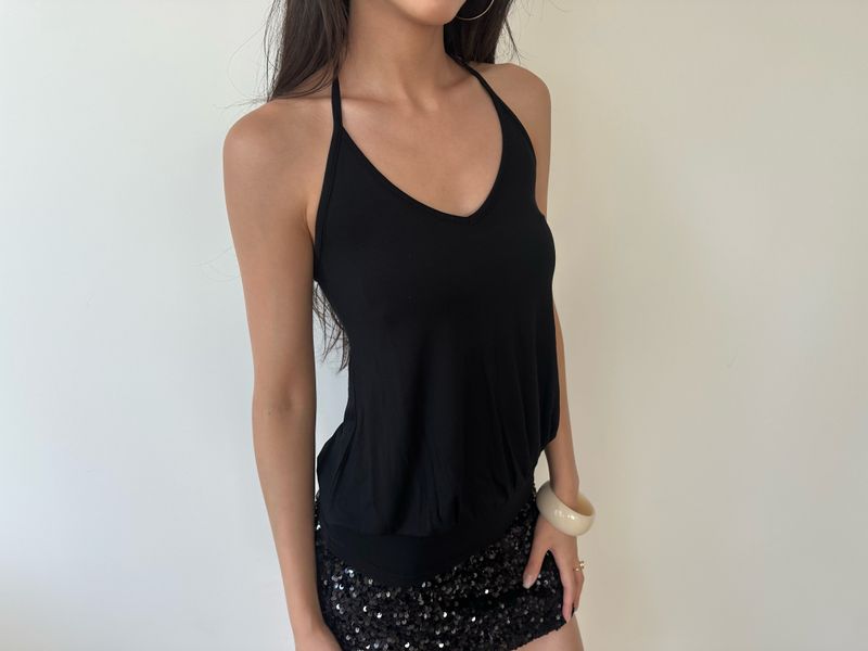 sleek drape halter top
