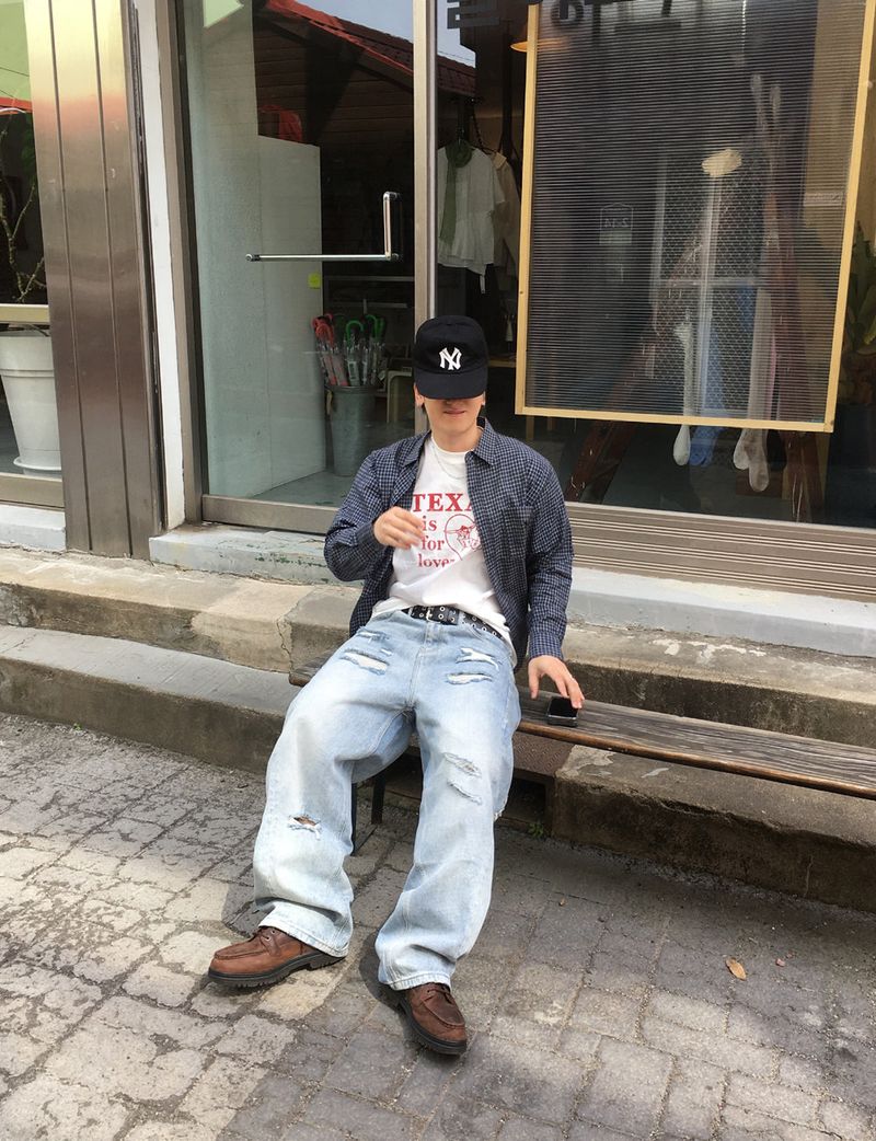No.1726 T damage light denim PT