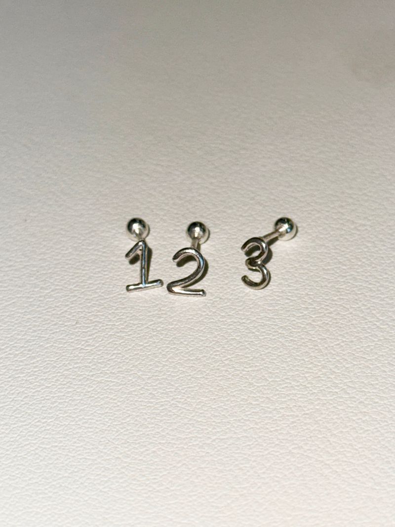 [Silver ver.] Number doodle piercing
