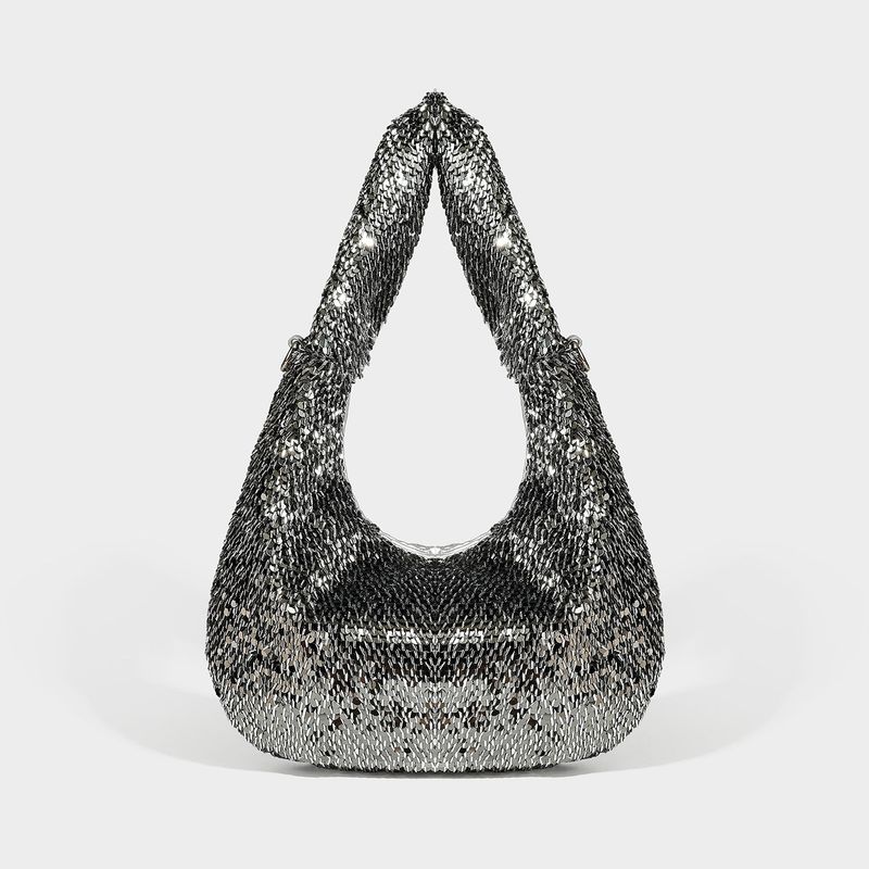 Hand-Beaded Chain Handle Evening Bag