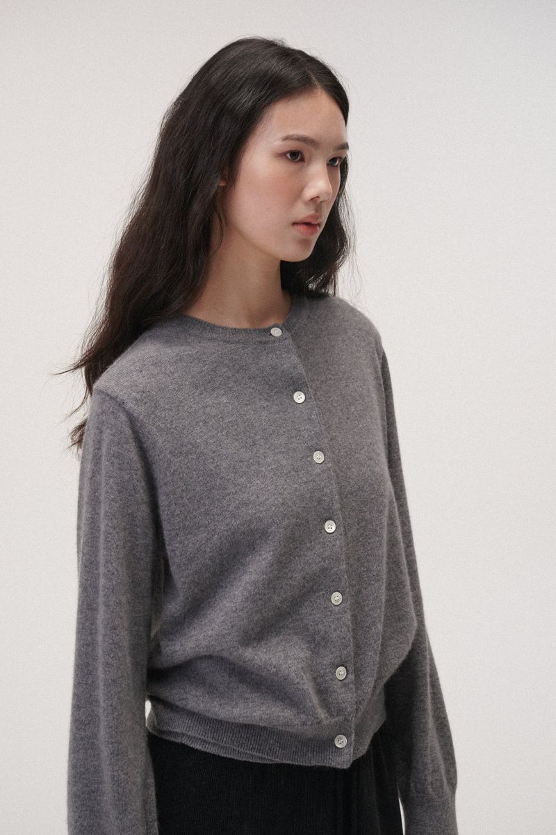 Camel round cardigan (Grey)