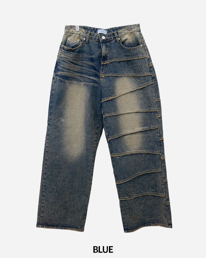 Unbalanced Cutting Denim Pants