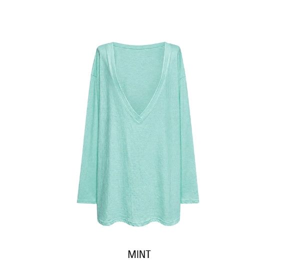 Awning Deep V-Neck Long Sleeve
