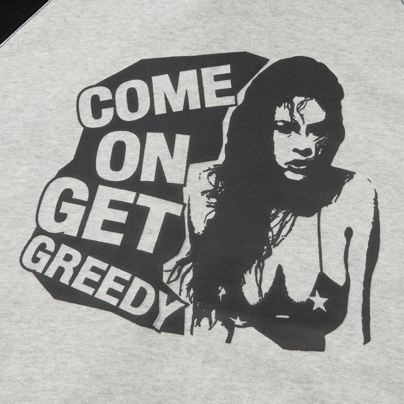 GREEDY RAGLAN HOODIE (BLACK GREY)
