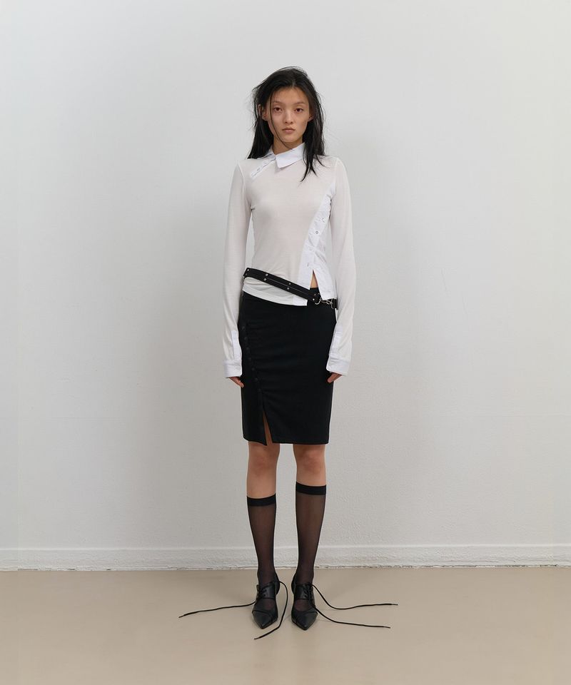 ojos（オホス）の「Starcut Jersey Collar Tee / Off White（Tops）」