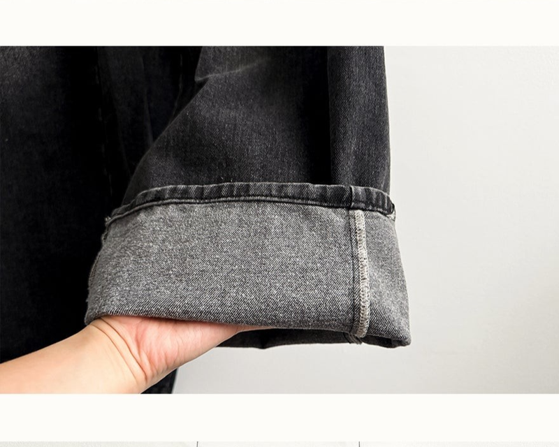 Romine side pin tuck brushed denim wide pants