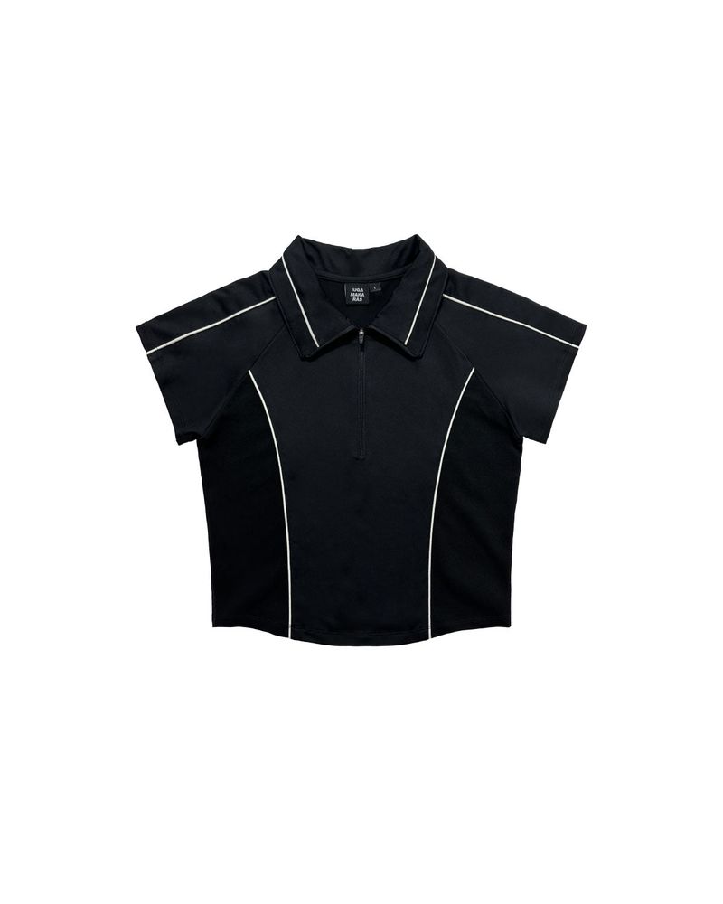 Piping Half Zip-Up Jersey (Black)