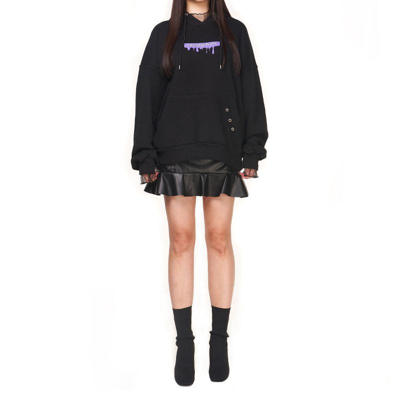 PURPLE LIP HOODIE black