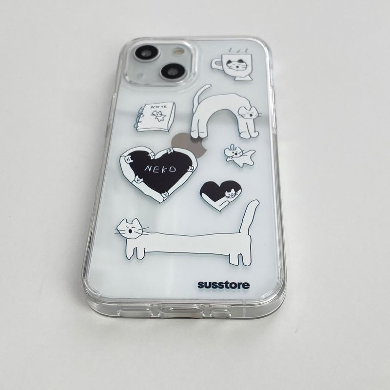 Black Rubbish Cats phone case