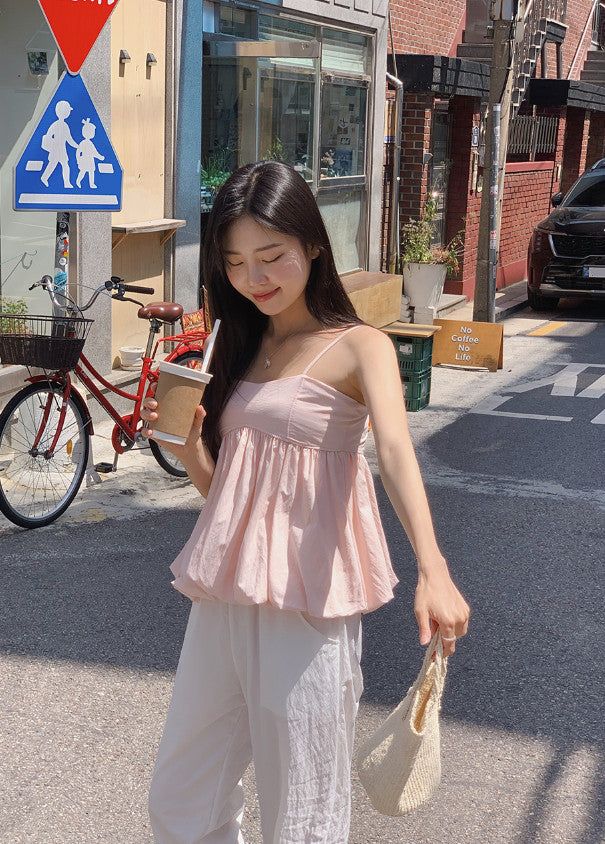 Lovely Pumpkin Sleeveless Blouse (4color) 