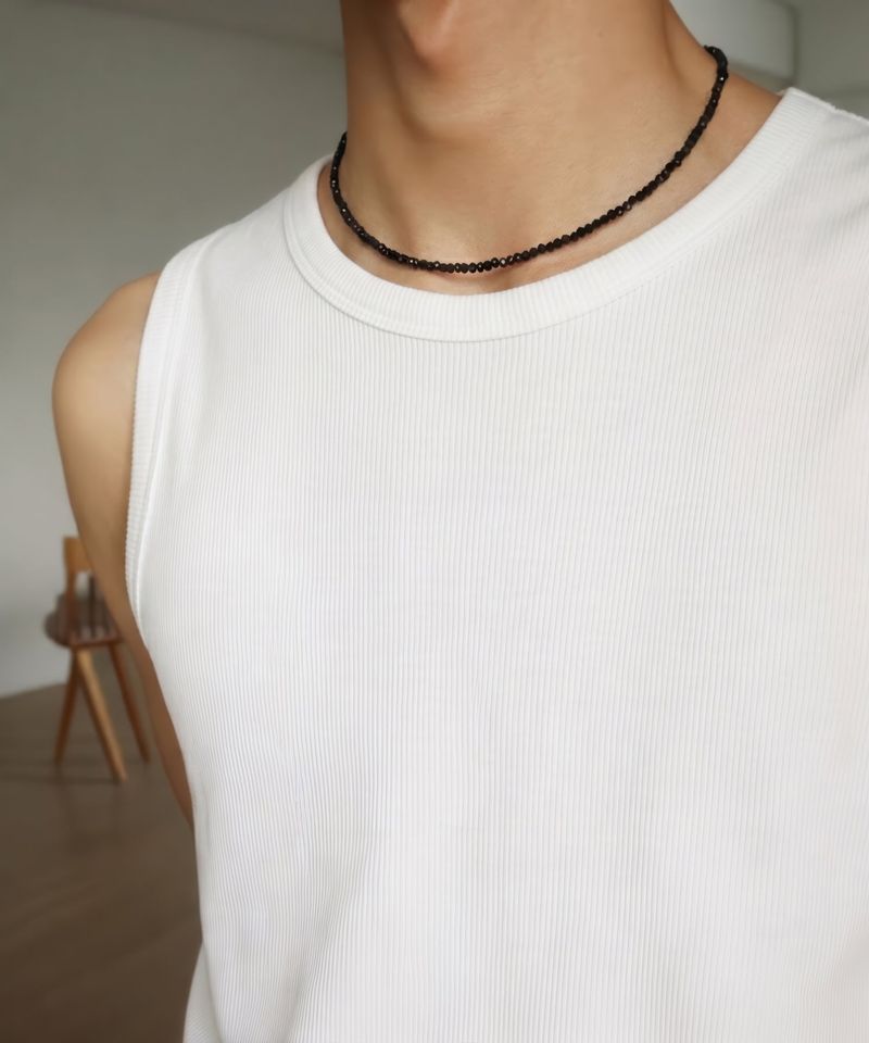 Men’s black beaded necklace_CLEF Pulse NEC